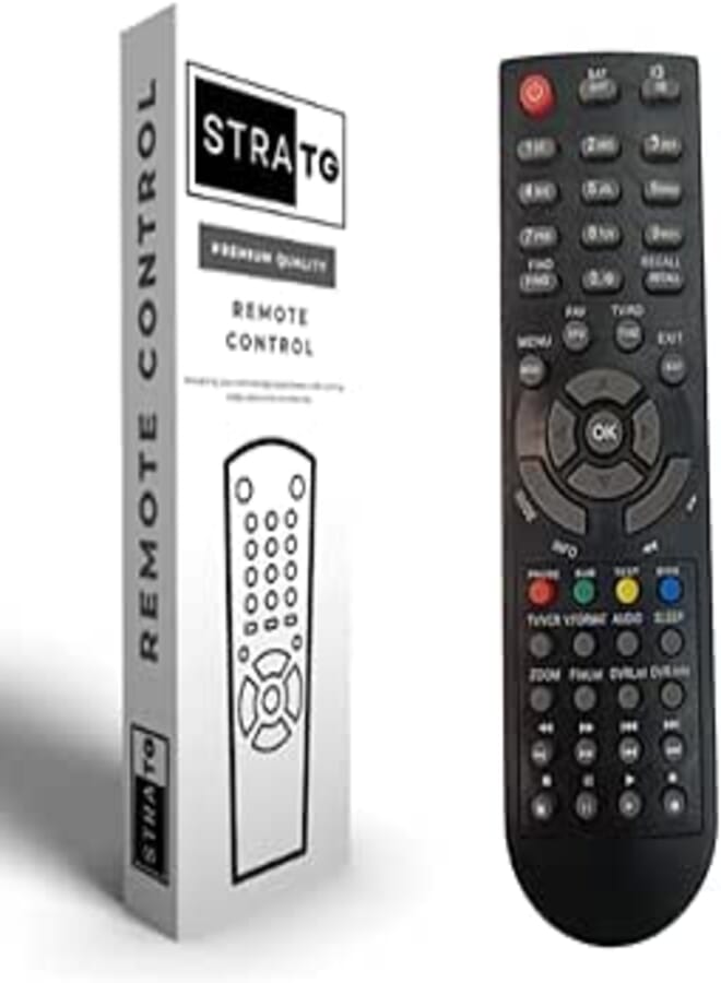 StraTG Remote Control for Astra 10000HD Receiver – Replacement Controller Compatible with Astra Satellite TV Box, Lightweight, Durable, Plug & Play (Black)